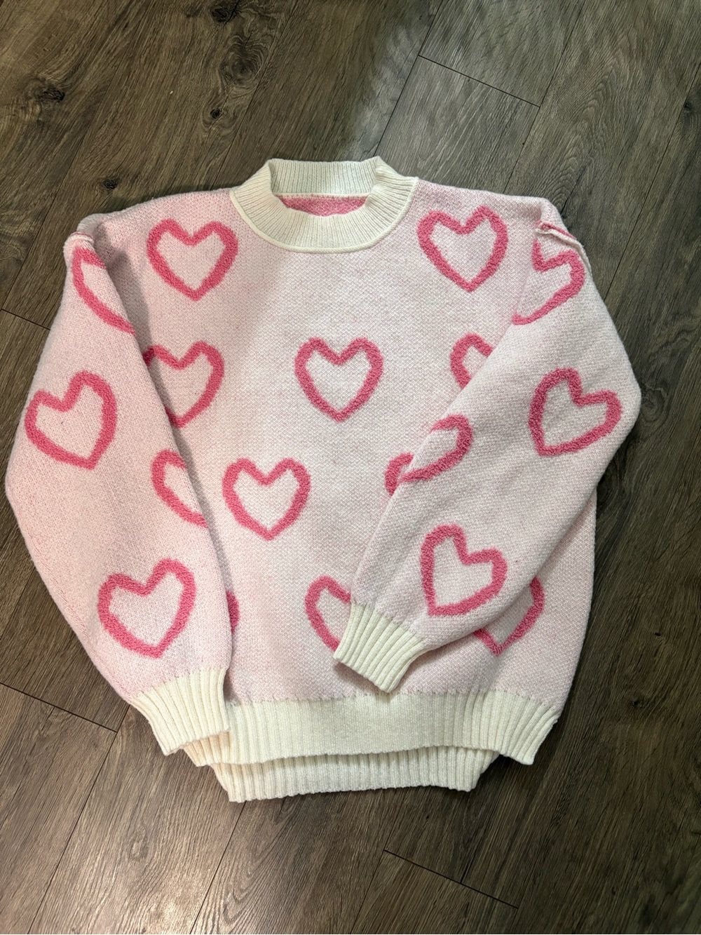 Amazon Pink Heart Crewneck Sweater